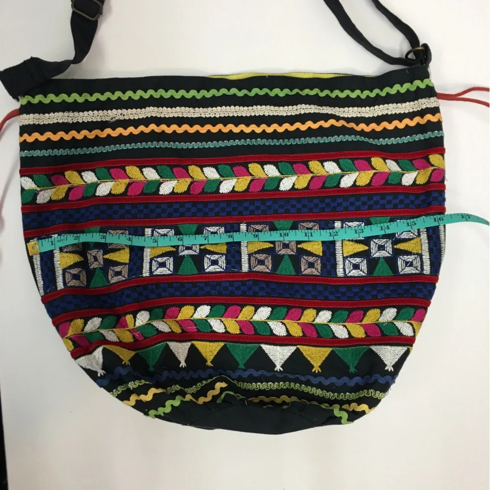 Earthbound Trading Company Embroidered Cross Body Bag 100% Cotton Boho Festival